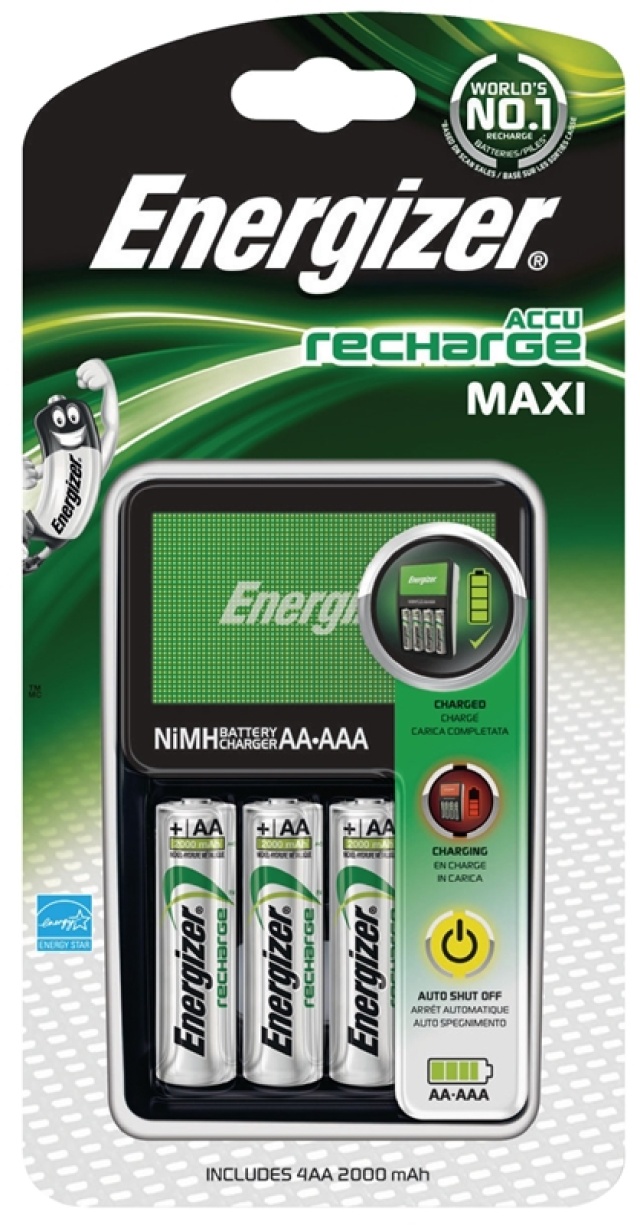 Energizer Maxi laddare + 4 AA 2000 mAh batterier (638582)