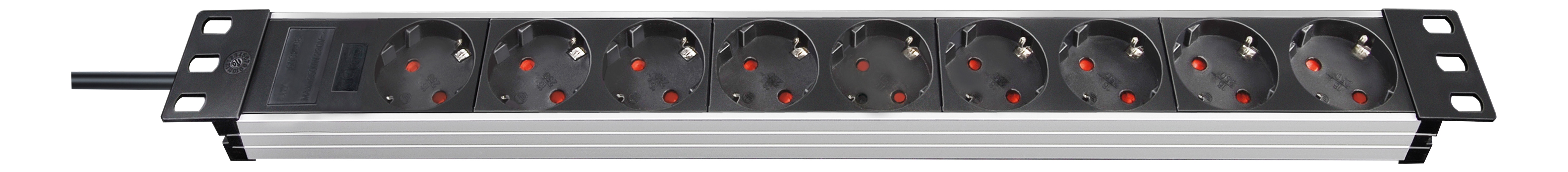 Brennenstuhl Alu-Line, 9xCEE 7/4, jordad, 2m kabel, 16A