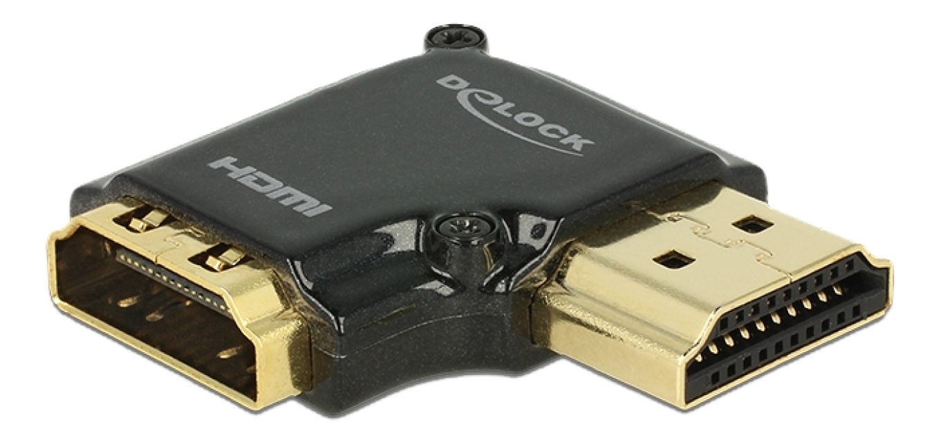 DeLOCK HDMI-adapter, 19-pin ho-ha, vinklad 90° höger, svart