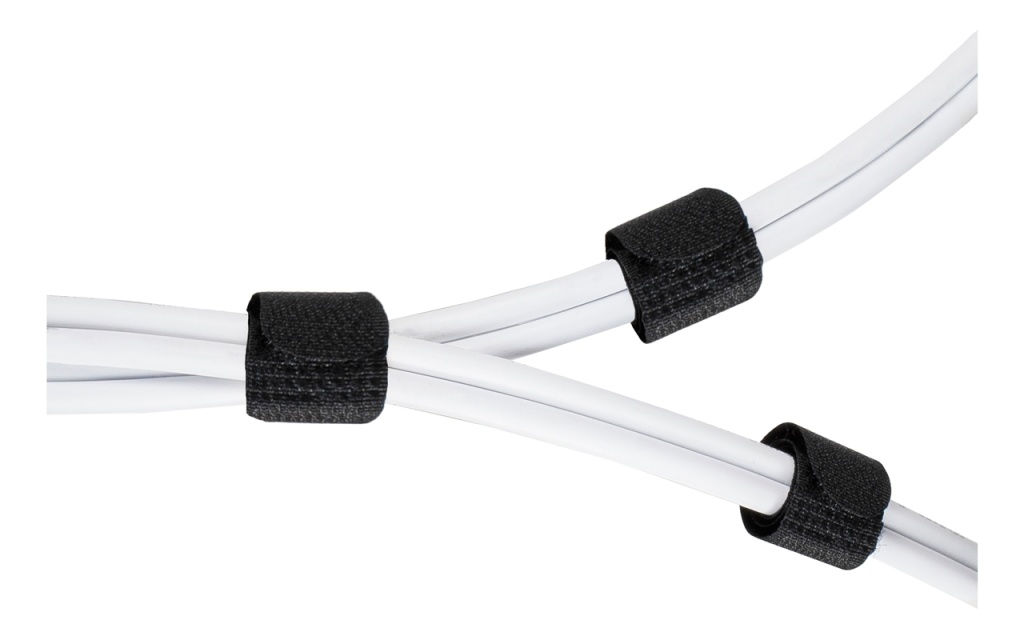 DELTACO kardborrband, bredd 20mm, 18cm, 10-pack, svart