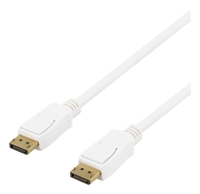 DELTACO DisplayPort monitorkabel, 20-pin ha - ha, 20m, vit