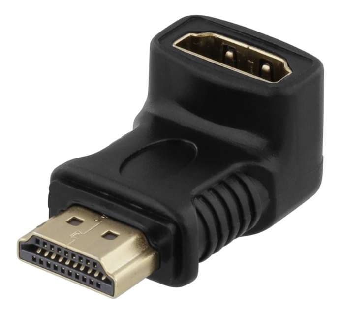 DELTACO HDMI-adapter, 19-pin ha till ho, vinklad, svart