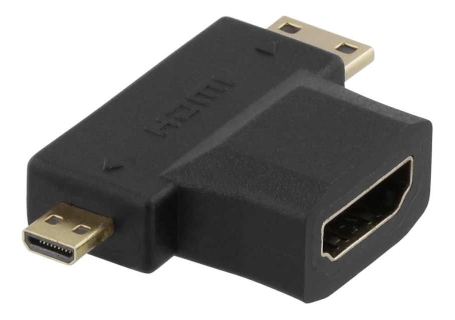 DELTACO HDMI-adapter, HDMI ho till mini HDMI ha och micro HDMI ha