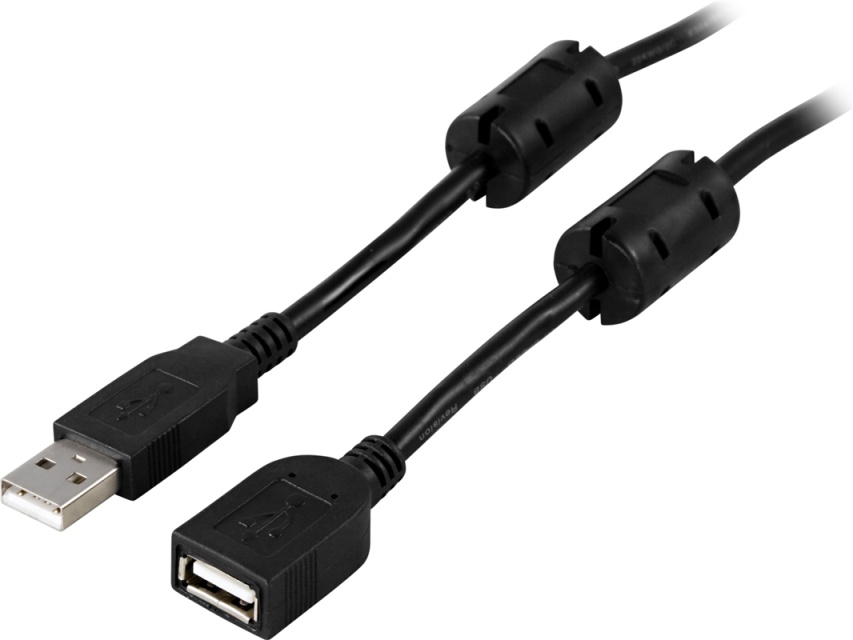 DELTACO USB 2.0 kabel Typ A hane - Typ A hona 2m, svart