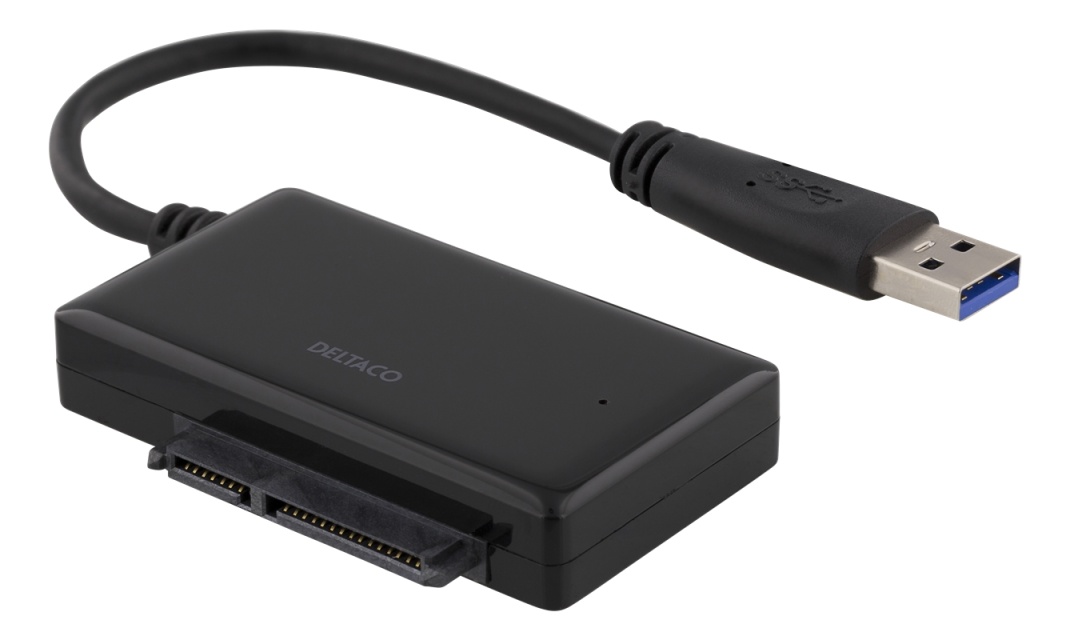 DELTACO USB 3.0 till SATA 6Gb/s adapter, för 2,5" hårddiskar, svart