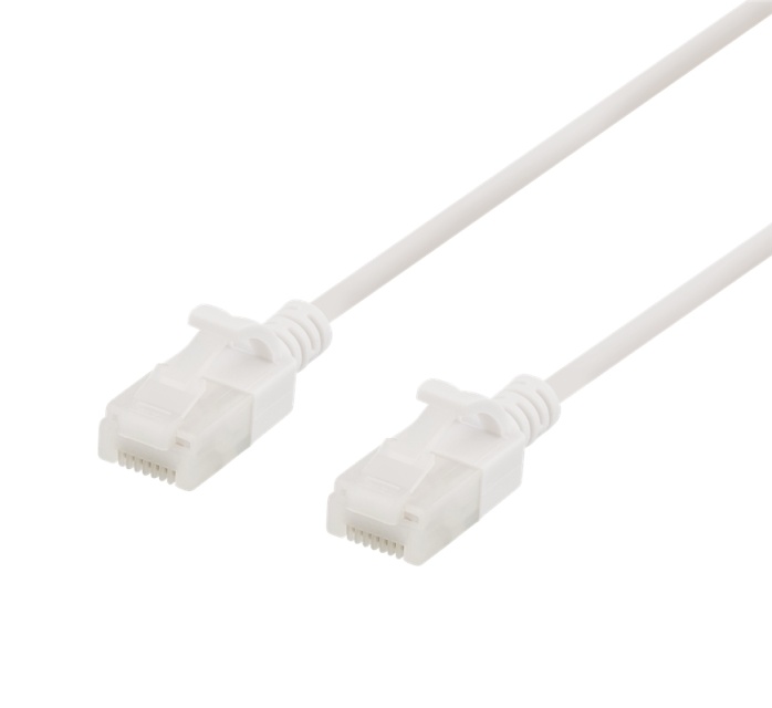 DELTACO U/UTP Cat6a patchkabel, slim, 3,5mm i diameter, 3m, vit