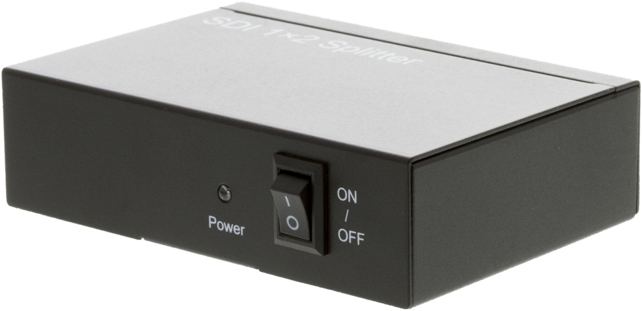 SDI-splitter en till två, 3G/HD-SDI, 1080p, 12 bit, BNC, metal, svart