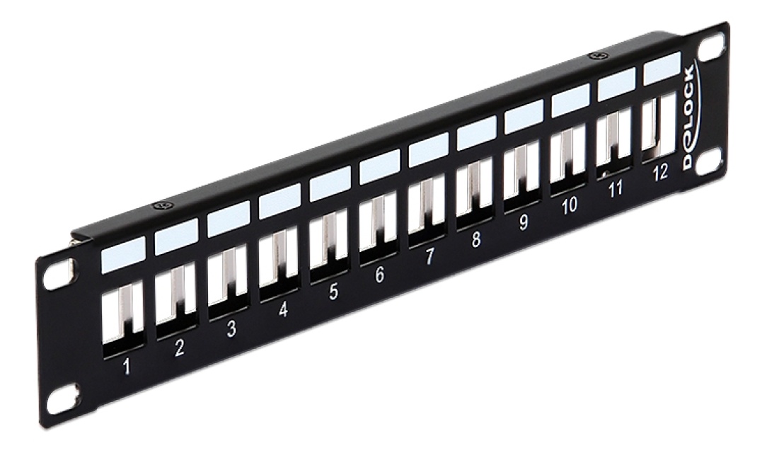 DeLOCK 10" 12-portars Keystone patchpanel, 1U, metall, svart