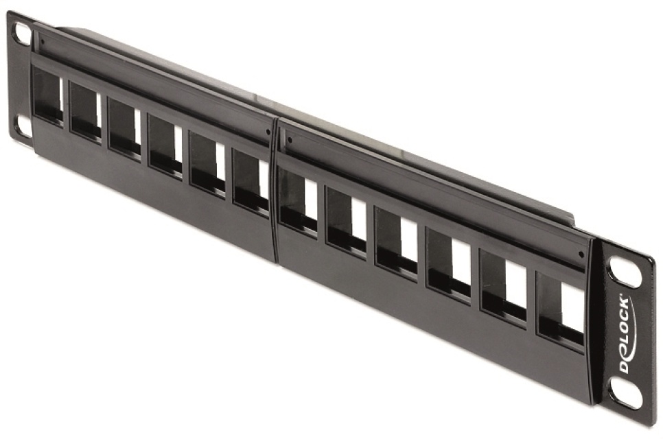Delock 10" Keystone Patch Panel, för 12xKeystone kontaktdon, 1U, svar