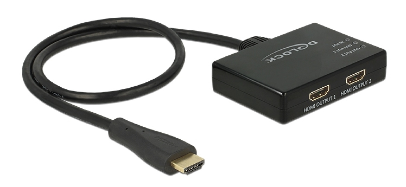 Delock HDMI Splitter 1 x HDMI in > 2 x HDMI out 4K