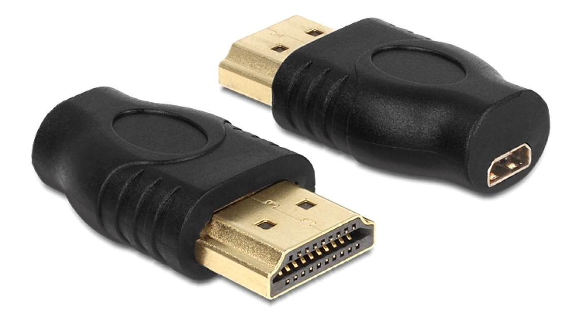 DeLOCK Micro HDMI till HDMI adapter, HDMI Micro-D 19-pin ho, HDMI-A ha