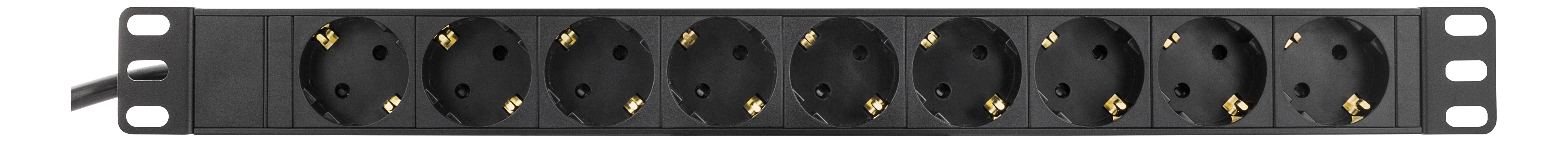 DELTACO grenuttag, 9xCEE 7/4, 1xCEE 7/7, petskyddad, 2m kabel, svart