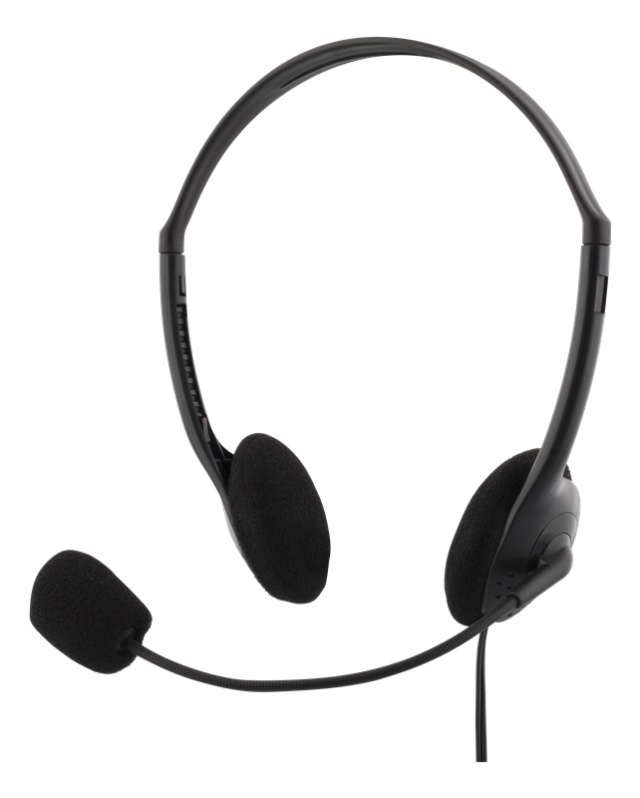 DELTACO Stereo Headset, 30mm element, 3,5mm minitele (4-polig), svart