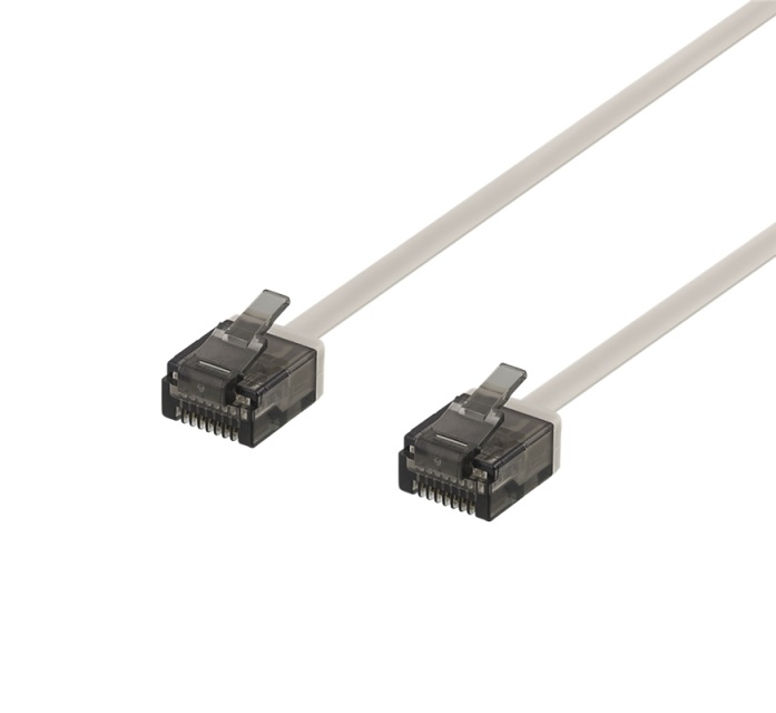 DELTACO U/UTP Cat6a patchkabel, flat, 1mm tjock, 1,5m, grå