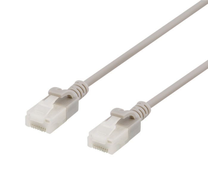 DELTACO U/UTP Cat6a patchkabel, slim, 3,5mm i diameter, 0,3m, grå