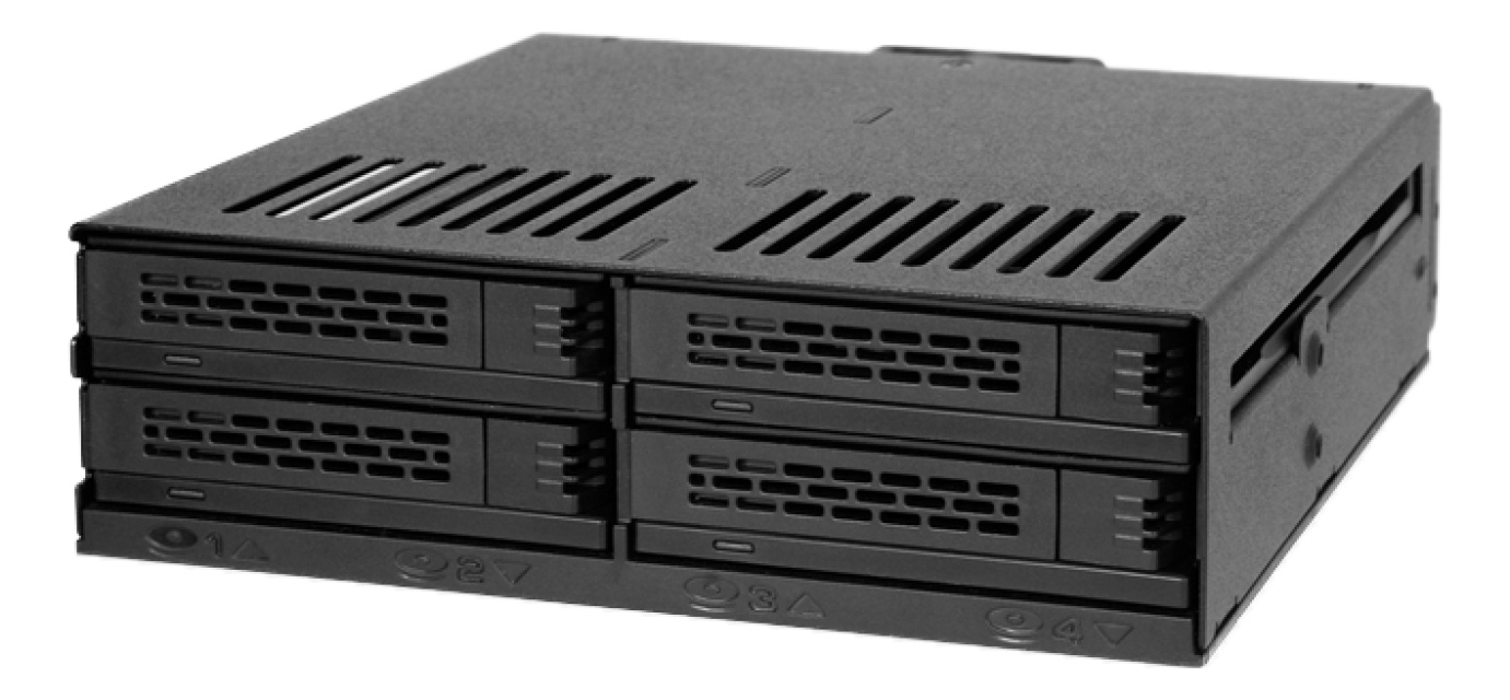 4x 2.5" SATA/SAS in 1x 5.25" bay mobile rack screwless trays black