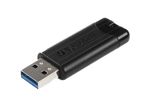 Verbatim PinStripe 256GB USB-minne, USB 3.0, skjut- och drag-funktion,