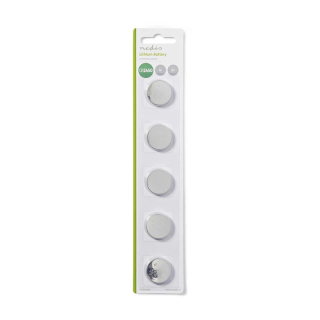 Nedis Lithium knappcellsbatteri CR2450 | 3 V DC | 5-Pack | Silver