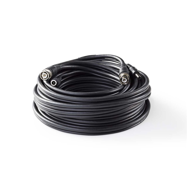 Nedis CCTV kamerakabel | BNC / DC | 10.0 m | Rund | PVC | Svart | Presentbox