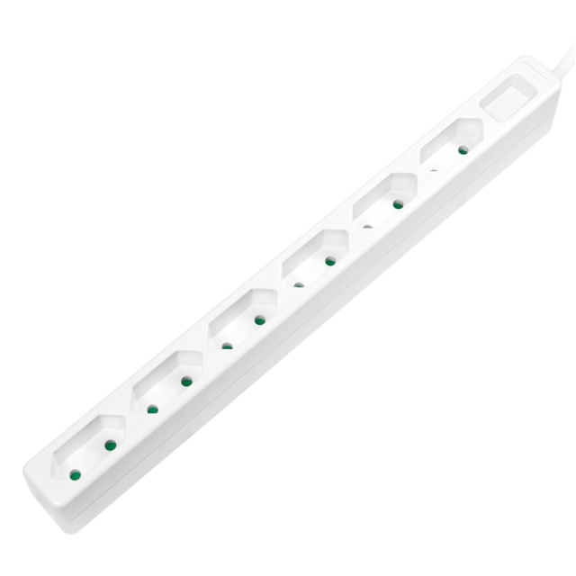 LogiLink Grenuttag Slim Euro 6vägs 1,5m Vit