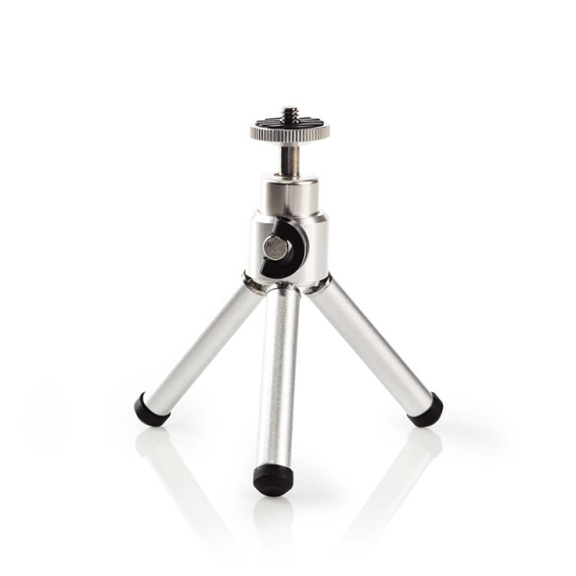 Nedis Stativ | Maximal lastkapacitet: 0.8 kg | Minsta arbetshöjd: 11 cm | Maximal arbetshöjd: 14.5 cm | 1 Segment | Bollhuvud | Resväska ingår | ABS / Stål | Silver