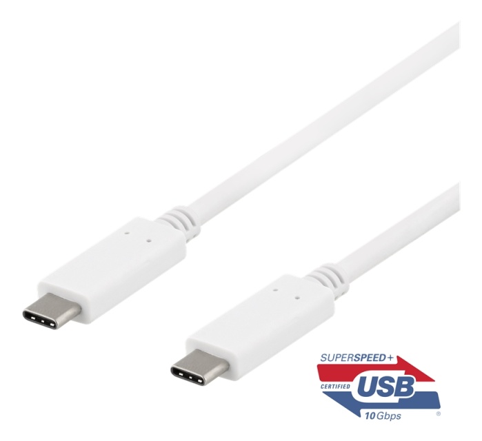 DELTACO USB-C till USB-C-kabel, 0,5m, 10Gbps, 100W 5A, USB 3.1 Gen 2,