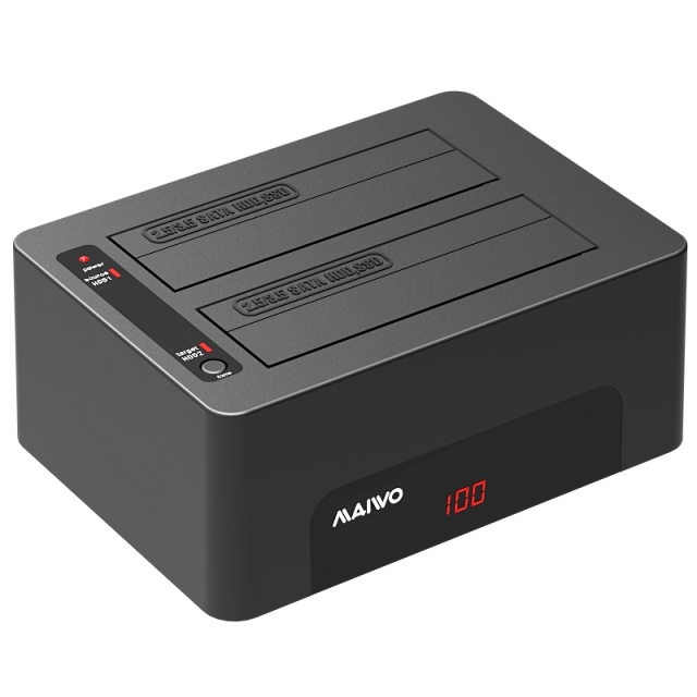 HDD/SSD Dockningsstation med två platser, USB 3.1 Gen 1, USB-A, 5 Gbps