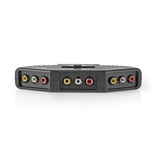 Nedis Composite Video Switch | 3-Port port(s) | Ingång för audio/video/dataanslutningar: 3x Composite Video (RWY) | Audio / video / dataanslutningar utgång: 1x Composite Video (RWY) | 1024x576 | ABS | Svart