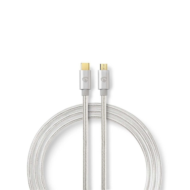 Nedis USB-kabel | USB 2.0 | USB-C™ Hane | USB Micro-B Hane | 10 W | 480 Mbps | Guldplaterad | 2.00 m | Rund | Flätad / Nylon | Aluminium | Kartong med täckt fönster