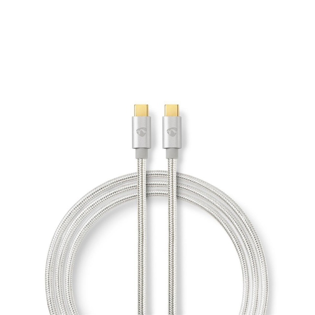 Nedis USB-kabel | USB 3.2 Gen 1 | USB-C™ Hane | USB-C™ Hane | 60 W | 4K@60Hz | 5 Gbps | Guldplaterad | 2.00 m | Rund | Flätad / Nylon | Aluminium | Kartong med täckt fönster