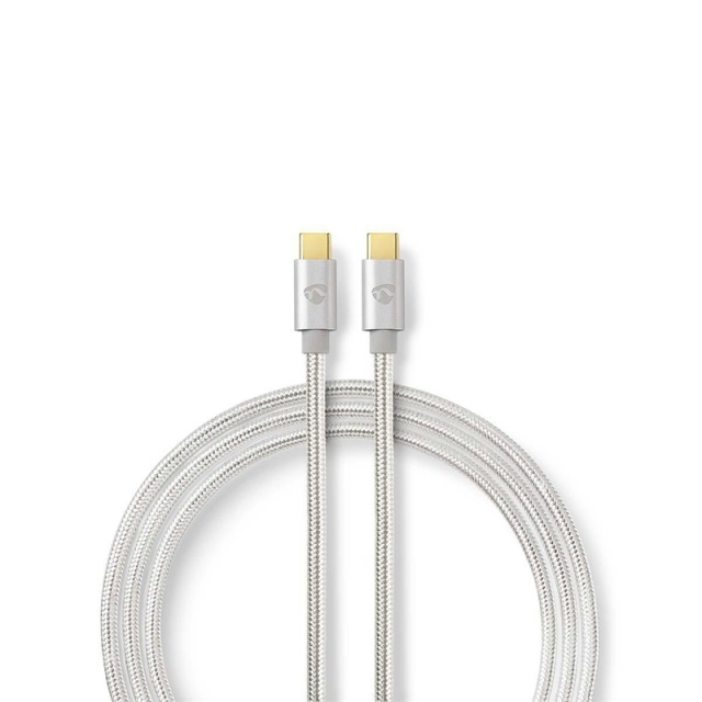 Nedis USB-kabel | USB 3.2 Gen 2 | USB-C™ Hane | USB-C™ Hane | 100 W | 4K@60Hz | 10 Gbps | Guldplaterad | 1.00 m | Rund | Flätad / Nylon | Aluminium | Kartong med täckt fönster