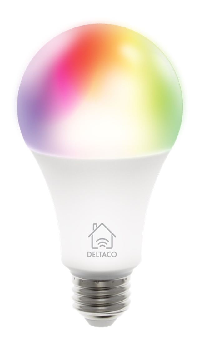 DELTACO SMART HOME RGB LED-lampa, E27, WiFI, 9W, 16milj färger, vit