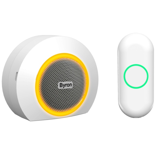 Byron Trådlös dörrklocka Batteridriven Ljus/Ljud, Fyndvara, trasig förpackning
