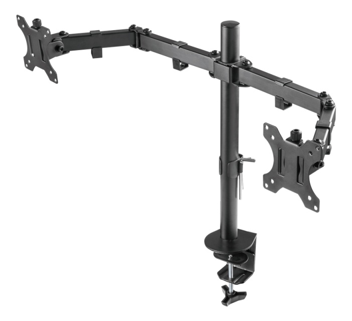 DELTACO GAMING - Dual-monitor skrivbordsfäste, 13"-32" skärmar, VESA 75x75/100x1