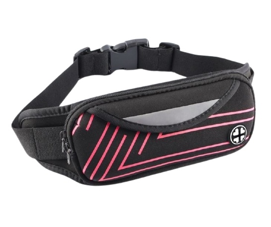 Sportig midjeväska med ränder, Rosa