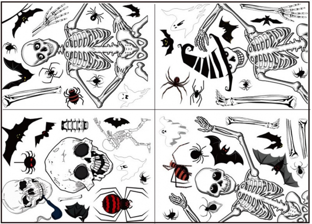 Väggdekorationer med halloweenmotiv, Döskallar , 35x25