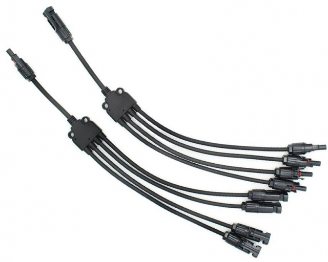 Solcellsanslutning MC4, Y-kontakt 4 till 1