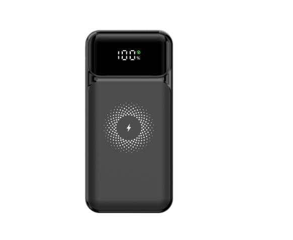 Powerbank 20000mAh 22.5W PD + 15W Trådlös snabbladdning m. digital display, Svart