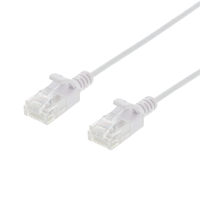 DELTACO Ultra Slim U/UTP Cat.6 patchkabel, 2.6mm, 0,5m, vit