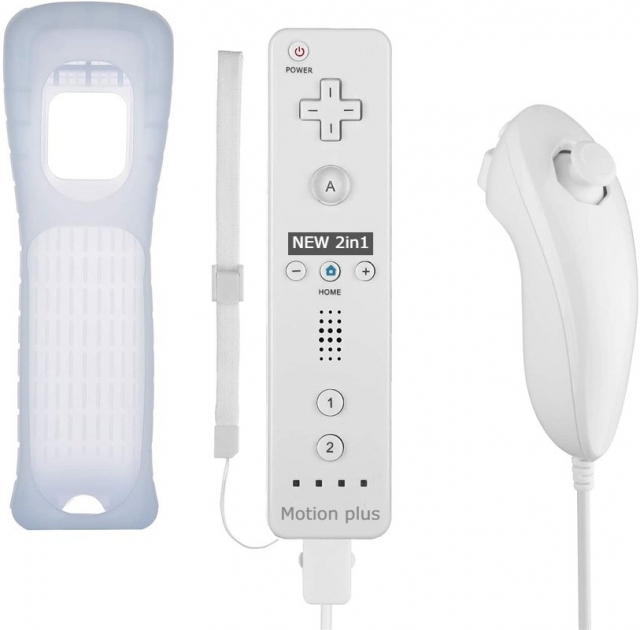 Remote Plus + Nunchuck kompatibel med Wii-Wii U, Vit