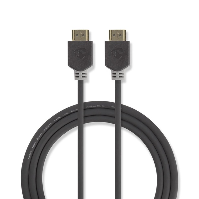 Nedis High Speed HDMI ™ kabel med Ethernet | HDMI™ Kontakt | HDMI™ Kontakt | 4K@60Hz | ARC | 18 Gbps | 0.50 m | Rund | PVC | Antracit | Låda