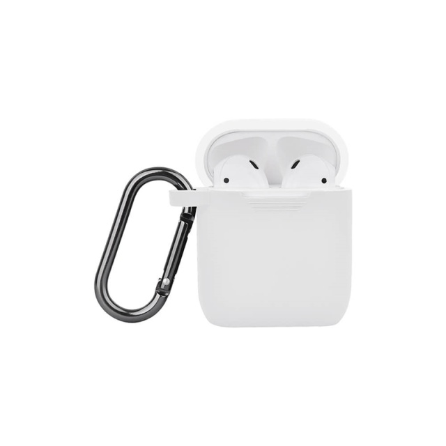 North Airpods Skyddsväska Silicone Karbinhängare Vit