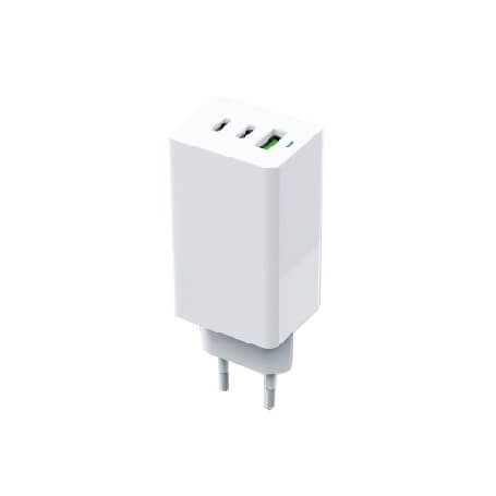 GEAR Laddare GAN 220V 2xUSB-C + 1xUSB-A PD 45W + 18W + 3A (totalt 65W) Vit