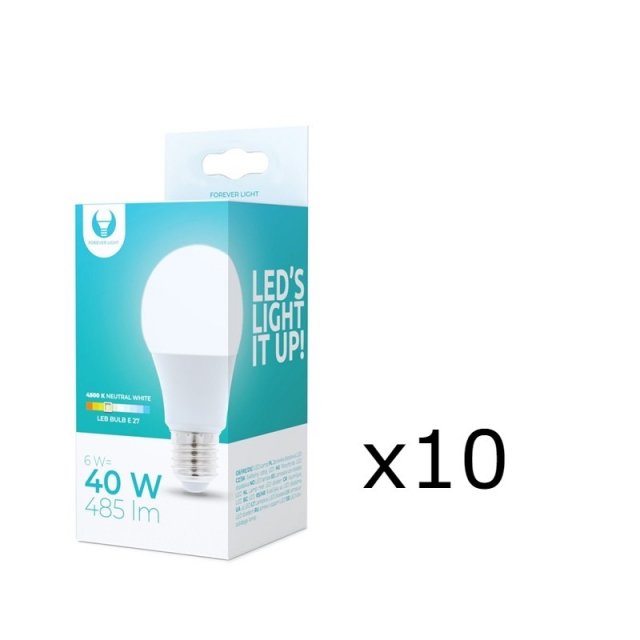 LED-Lampa E27, 6W, 230V, 4500K 10-pack, Vit neutral