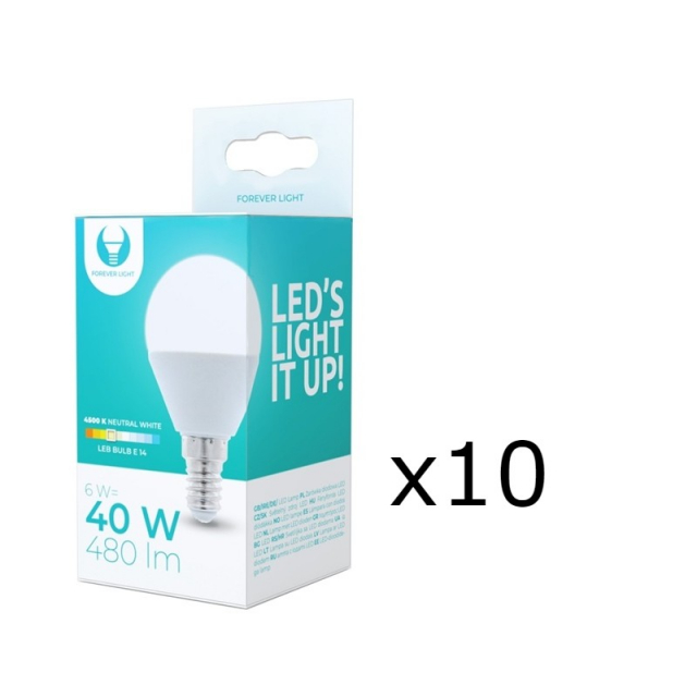 LED-Lampa E14, G45, 6W, 4500K 10-pack, Vit neutral
