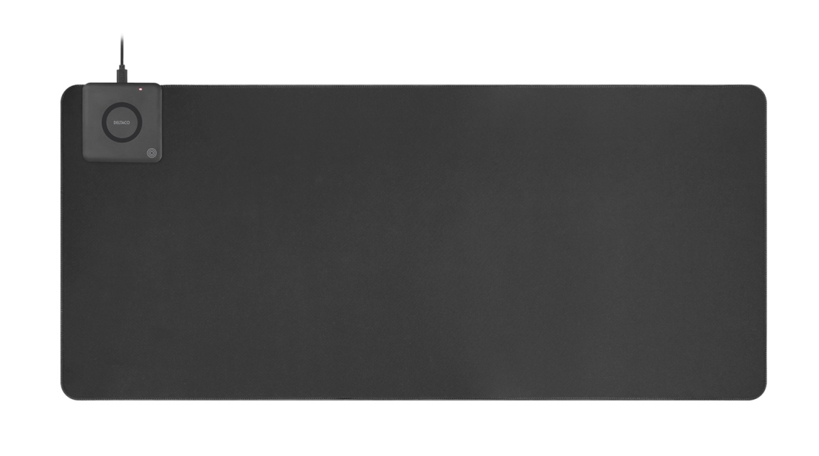 DELTACO Office, extra wide mousepad with fast wireless charger, 90x40