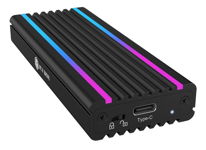 USB Type-CT enclosure for M.2 NVMe SSD - RGB illuminated