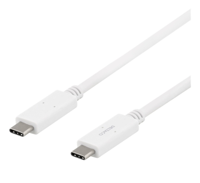 DELTACO USB-C - USB-C cable, 5Gbit/s, 5A, 1M, white