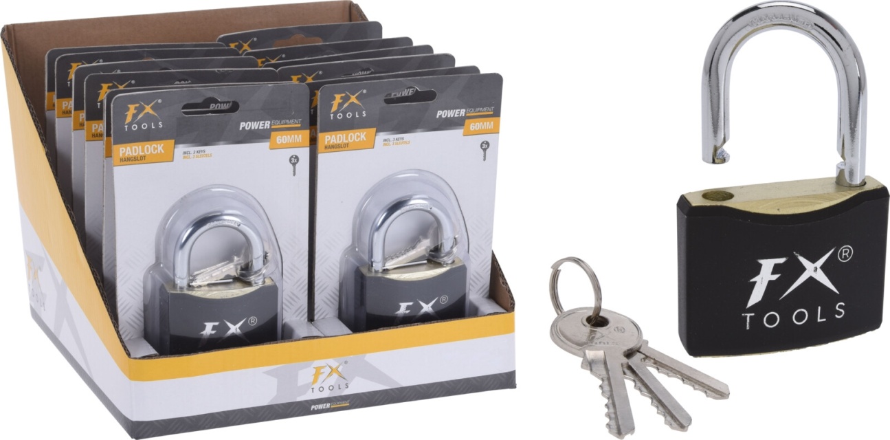 FX Tools, Hänglås med 3x nycklar, 60mm