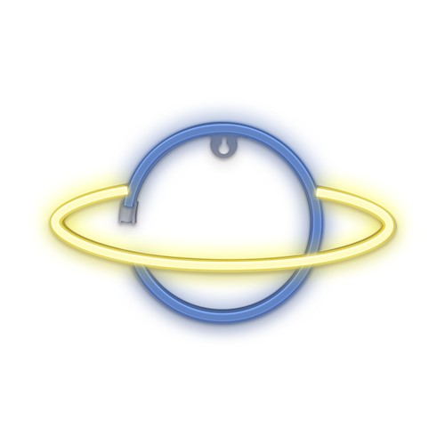 Forever Light Neon LED-Ljus Saturnus batteri + USB FLNE11, Gul/Blå